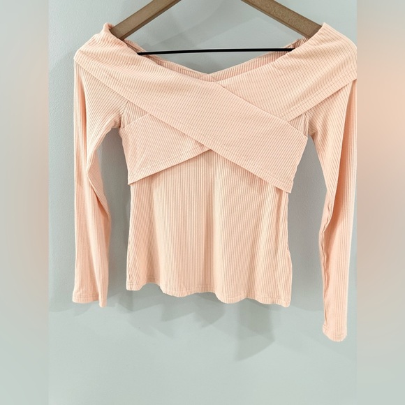 By The Way Off The Shoulder Ribbed Top Peach Size XS - Picture 4 of 6